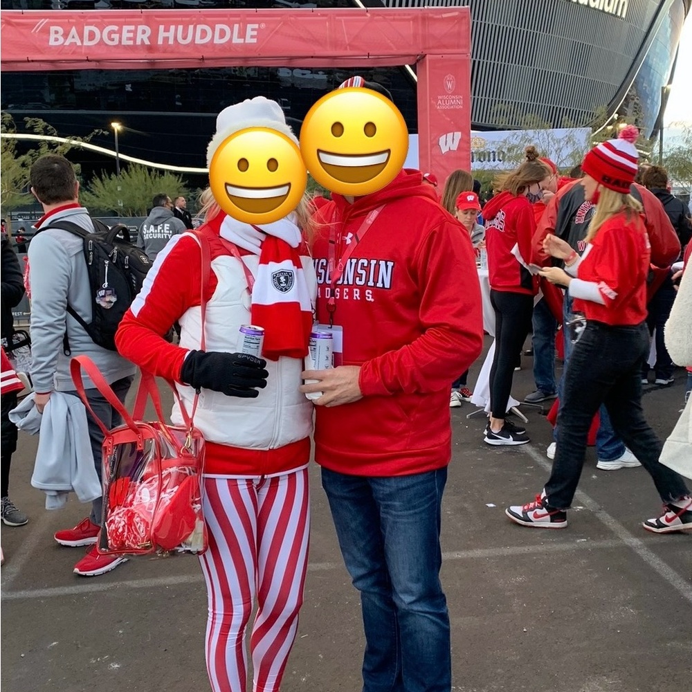 Red and White 1/4 zip sweatshirt